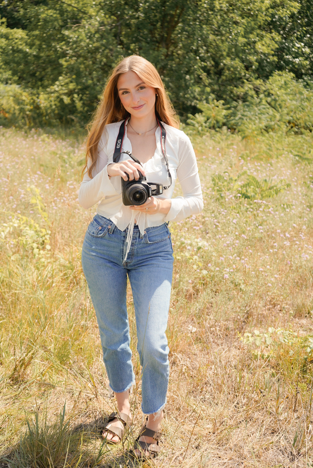 Close view of a camera during an outdoor photography session